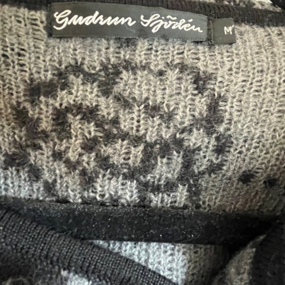 GUDRUN SJODEN GRAY/ BACK WOOL KL HOODIE FLORAL COAT - Picture 11 of 16